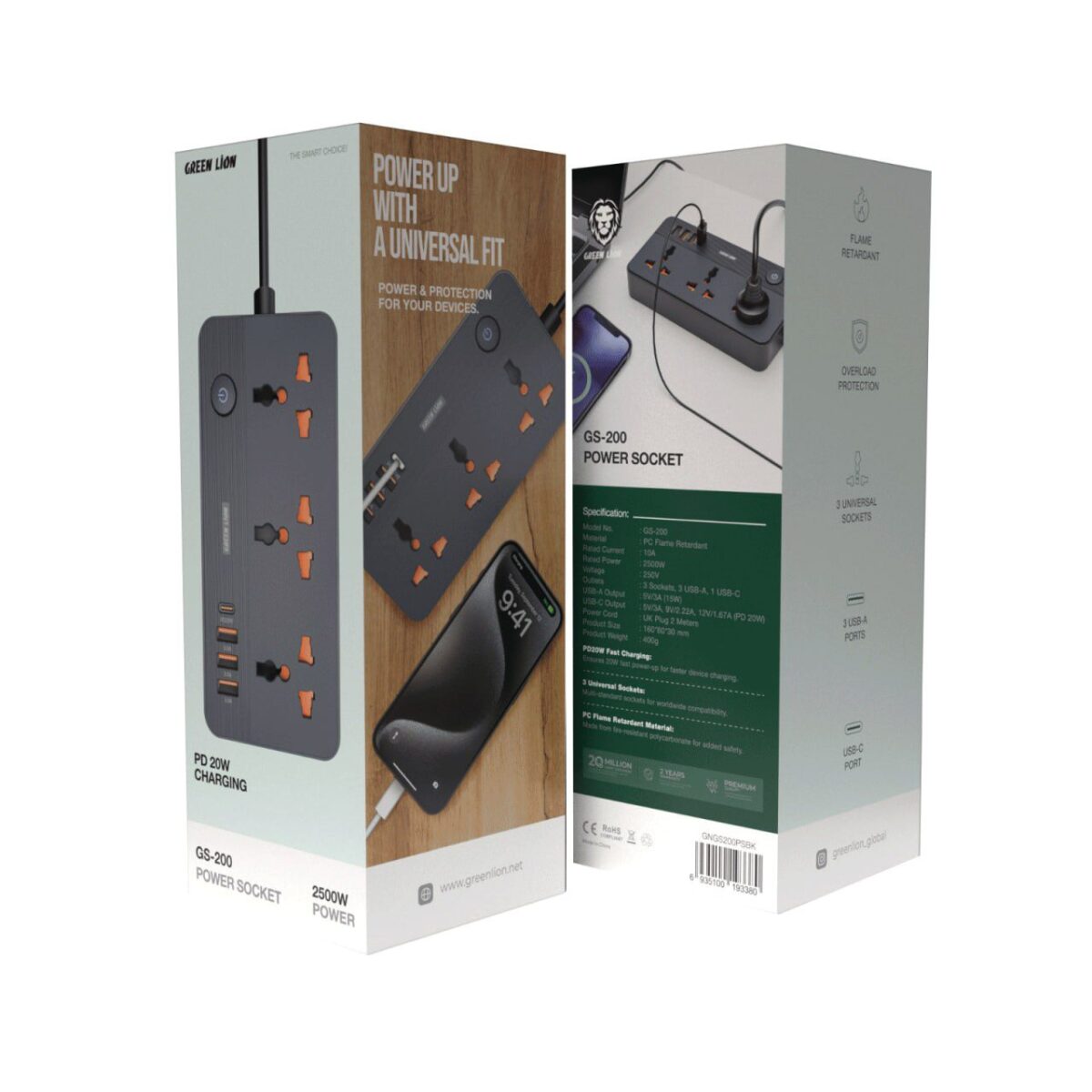 چند راهی برق گرین لاین مدل GS_200 Power SOCKET
