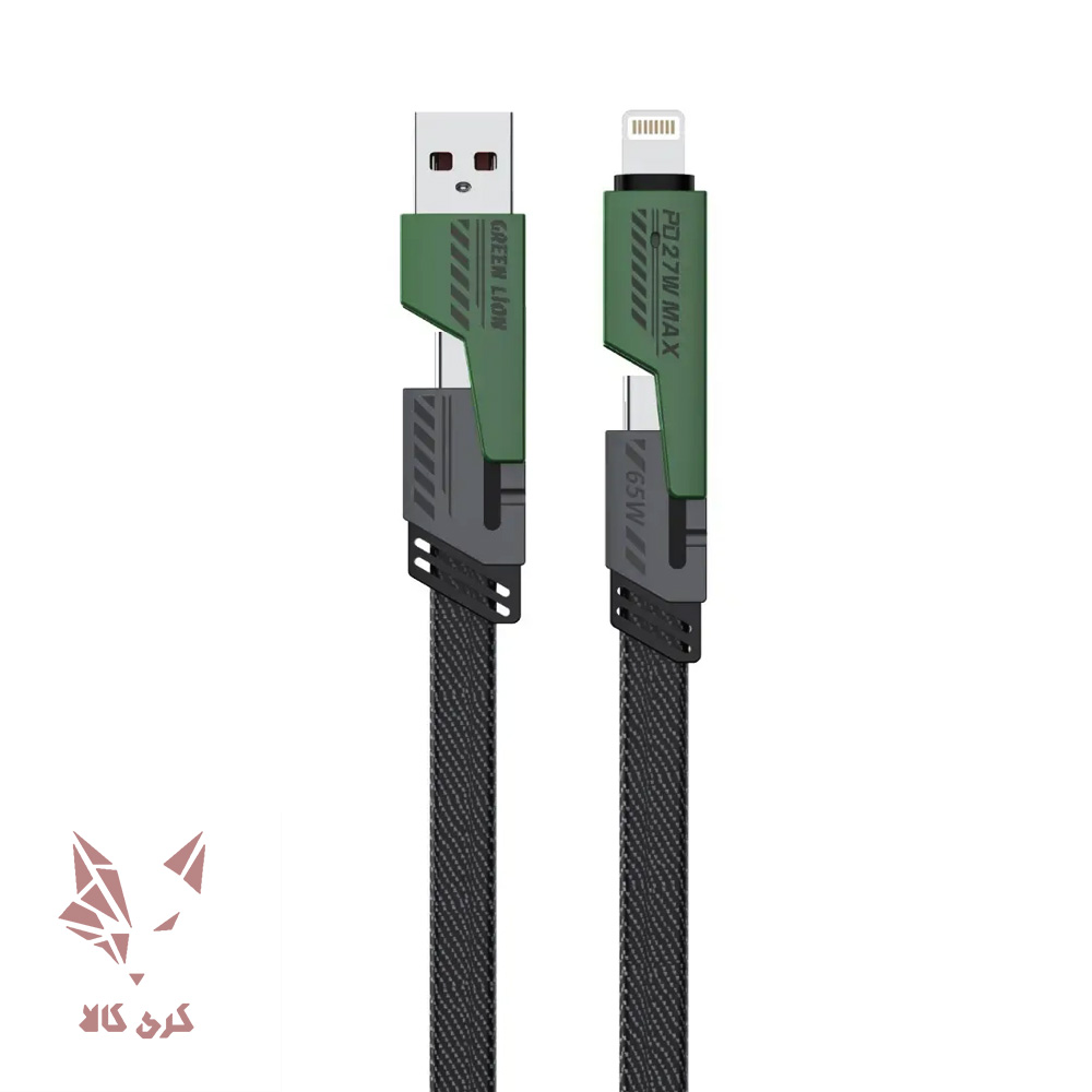 کابل چهار کاره گرین لاین 65 وات Green Lion 2 in 2 Braided