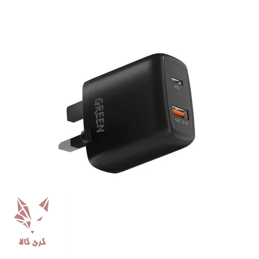 ​شارژر دیواری فست شارژ گرین لاین PD+QC3.0 20W