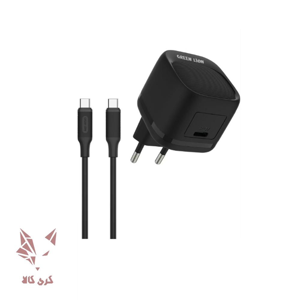 شارژر دیواری فست گرین لاین PD20W+QC همراه با کابل