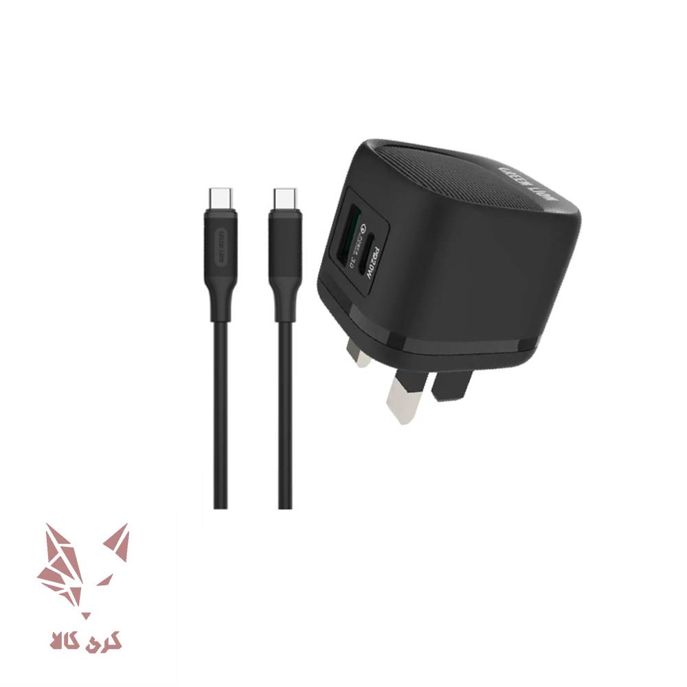green-lion-pd20wqc-wall-charger-5 شارژر با کابل گرین لاین فست و PD دو پورت 20 وات Green Lion 20w
